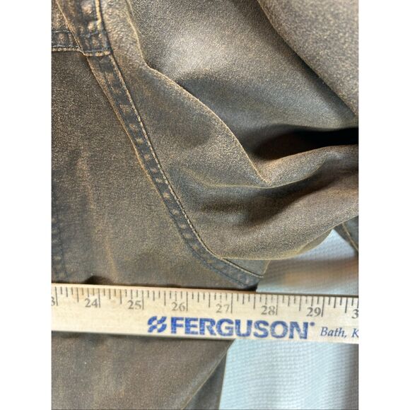 True Nation 2XLT Waxed Cotton Chore Barn Jacket Brown Plaid Line Rugged Workwear - Picture 5 of 14